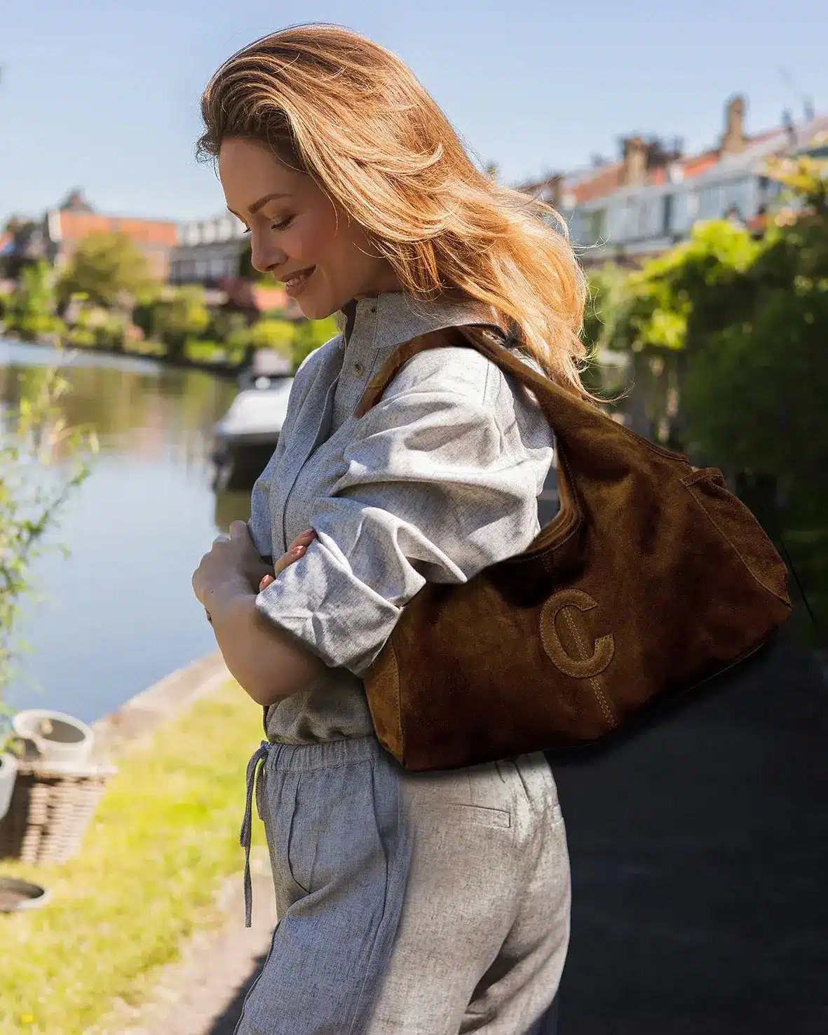 Suede Sophie Mini Shopper Cognac