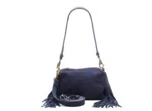 Suede Stormy Fringes Small Navy Blue