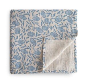 Swaddle 120 x 120cm Blue Flowers