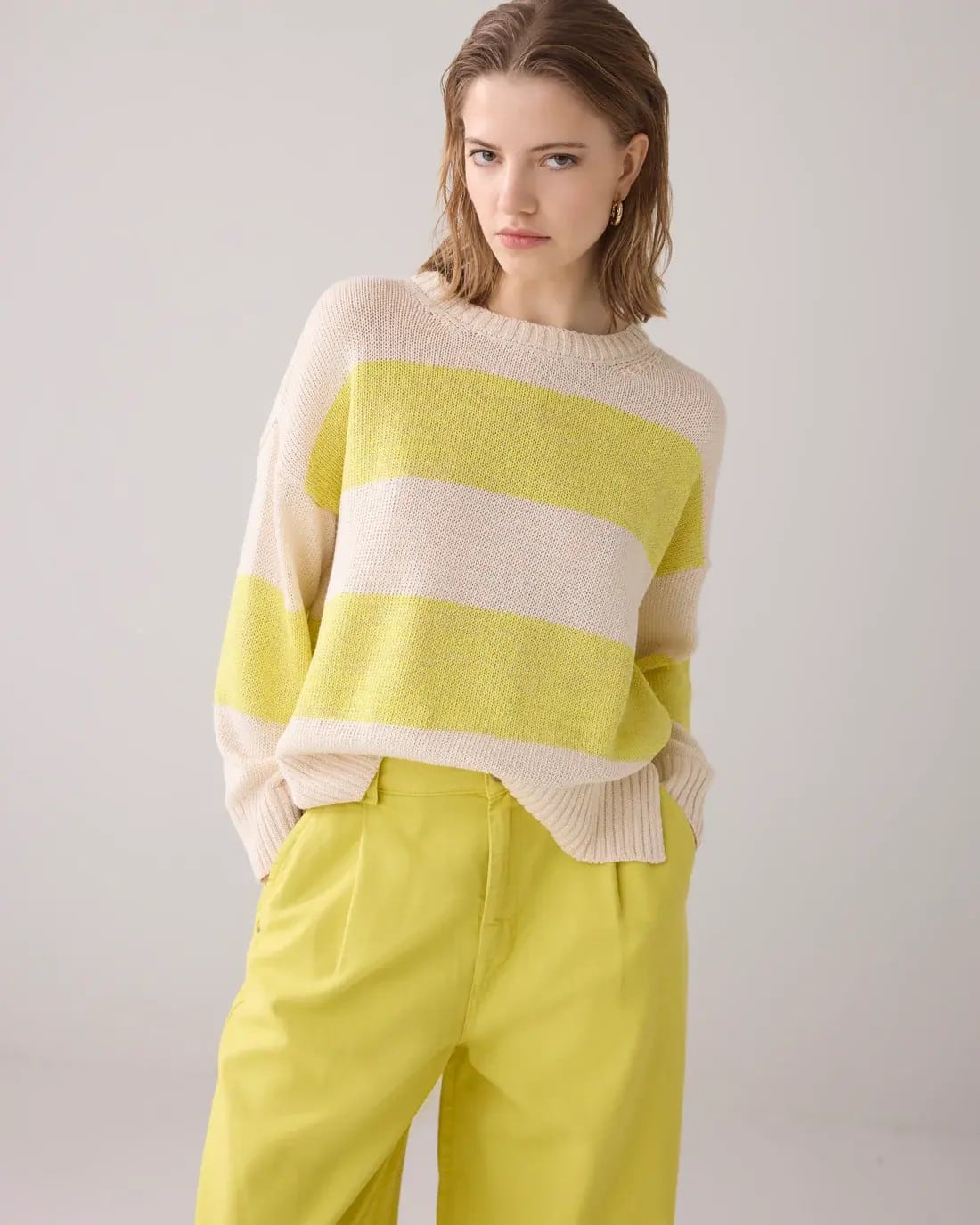 Sweater cotton acrylic lurex knit - Ivory
