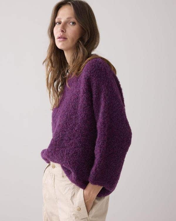 Sweater soft boucle knit - Wineberry