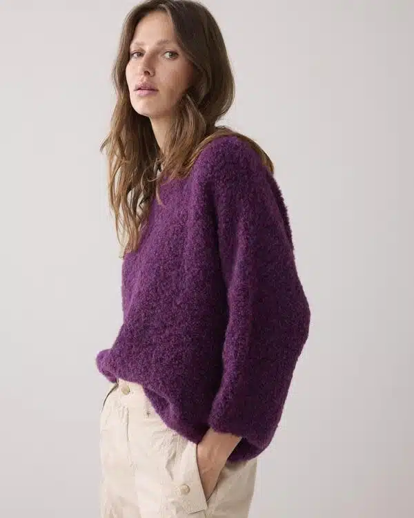 Sweater soft boucle knit - Wineberry