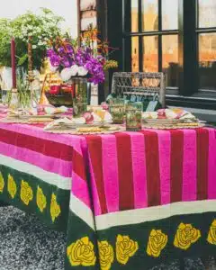 Tafelkleed Stripes & Roses 140x250
