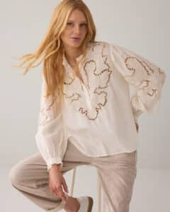 Top Embroidered cambric cotton - Ivory