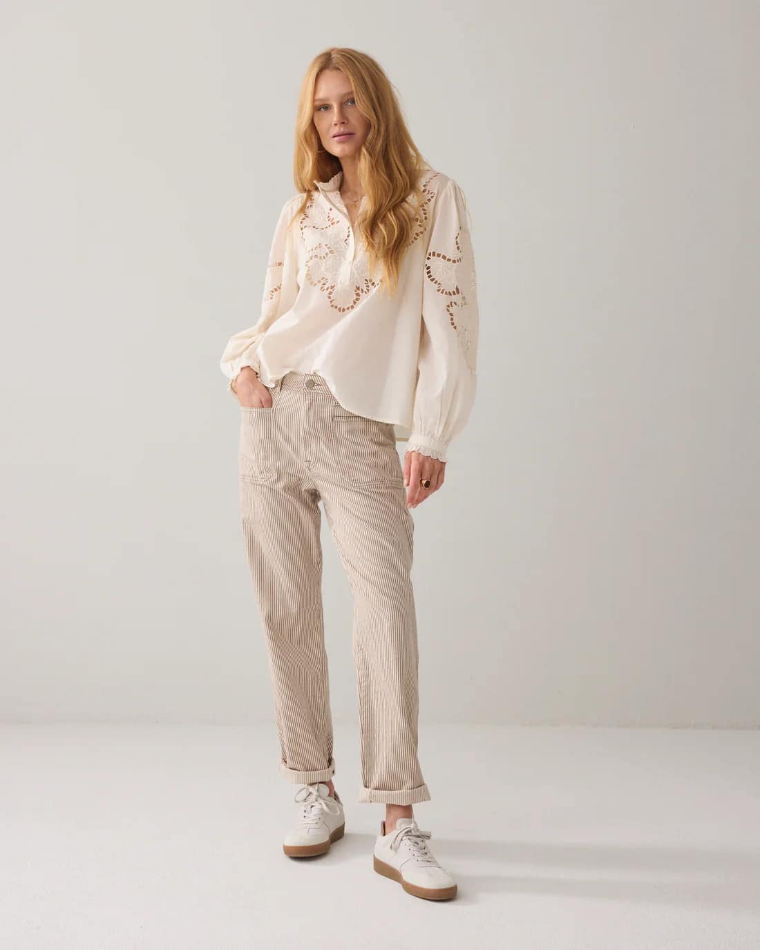 Top Embroidered cambric cotton - Ivory