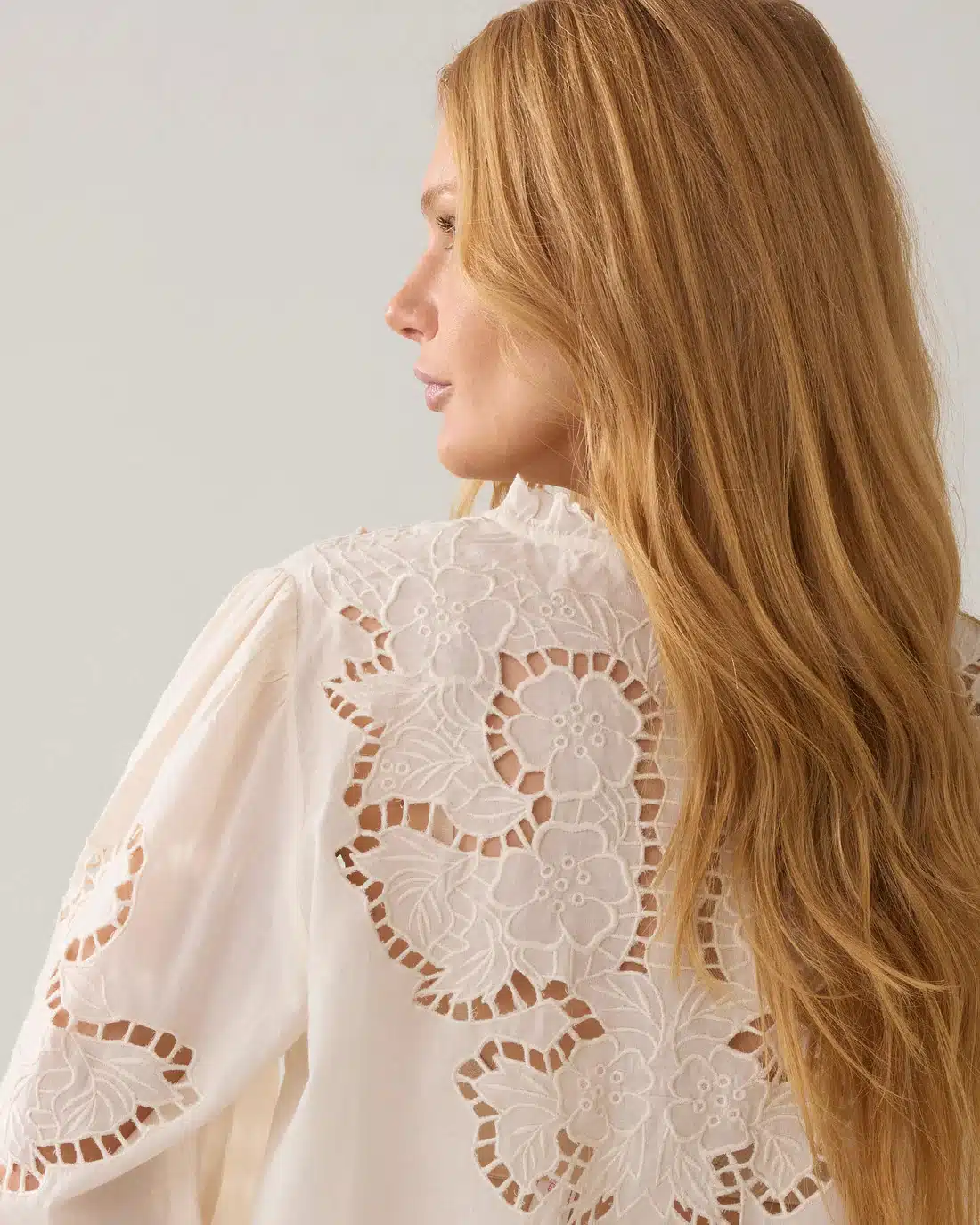 Top Embroidered cambric cotton - Ivory