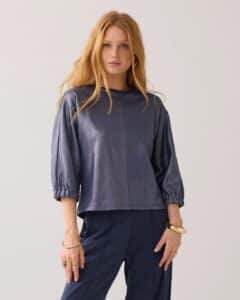 Top Fluid coated sweat – Midnightblue