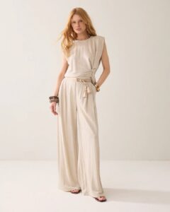 Trouser Linen look - Pebble Beige