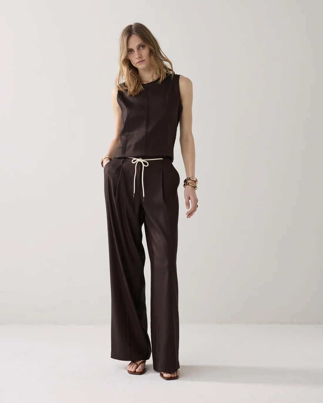 Trousers Linen blend - Coffee