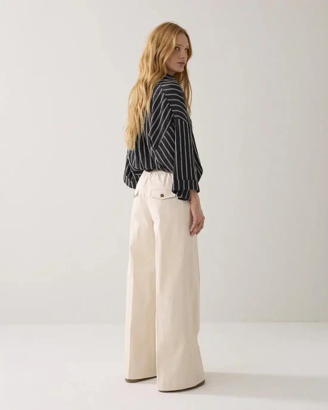 Trousers wide leg Cotton blend - Ivory