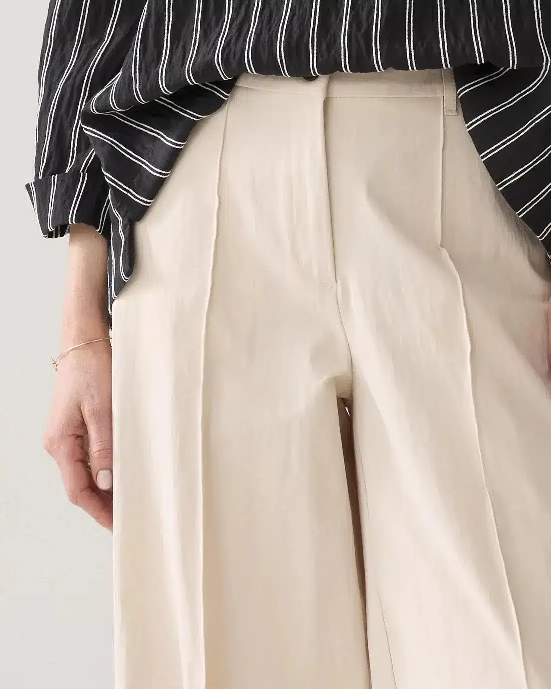 Trousers wide leg Cotton blend - Ivory