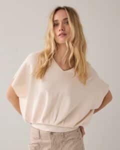 V-neck sweater Viscose blend knit - Ivory