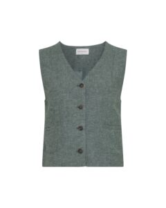 Viana Ginia V Neck Waistcoat - Laurel Wreath Melange