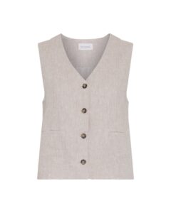 Viana Ginia V Neck Waistcoat - Sand Melange
