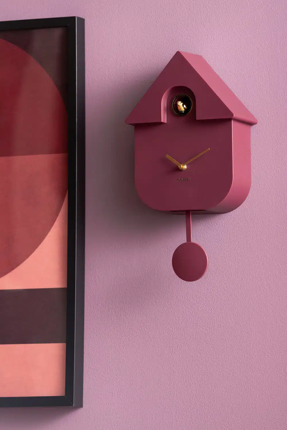 Wall Clock Modern Cuckoo Oro - Dark Mauve