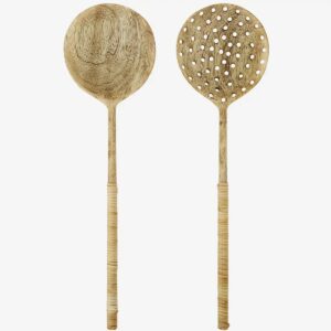 Wooden salad set/ with bamboo