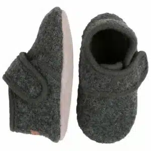 Wool slippers with velcro - Antracite 16/17
