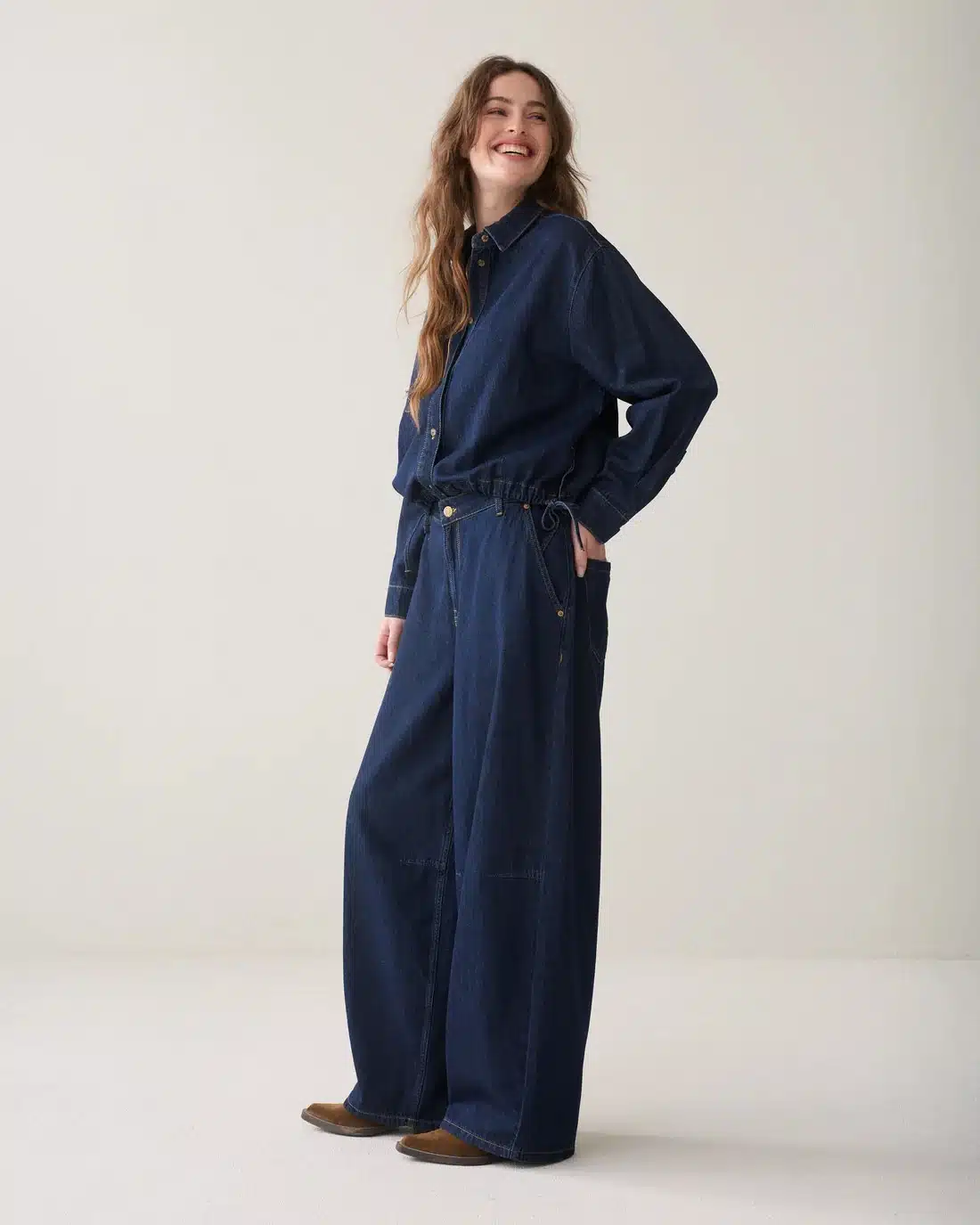 Balloon shape leg Light Cotton twill - Night Blue Denim