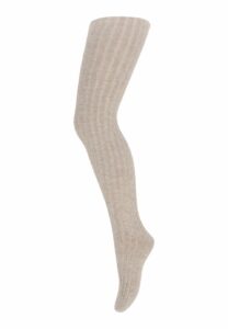 Cotton rib tights - Beige Melange 60