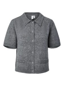 Frilo Knit Cardigan - Medium Grey Melange