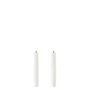 Uyuni - LED taper candle 2,3x15 cm, Smooth, 2-pack Nordic white