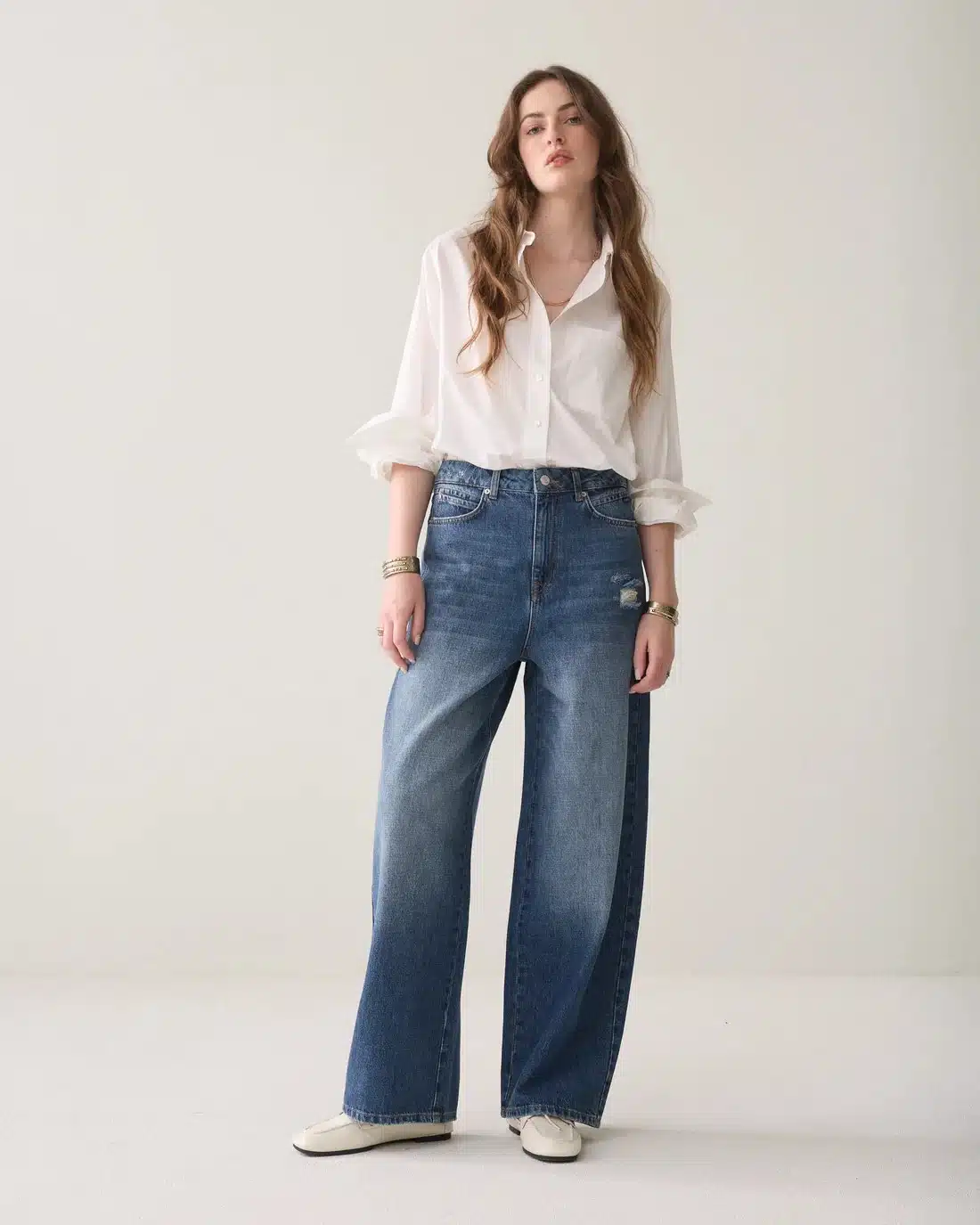 Loose fit jeans Mid weight cotton denim -