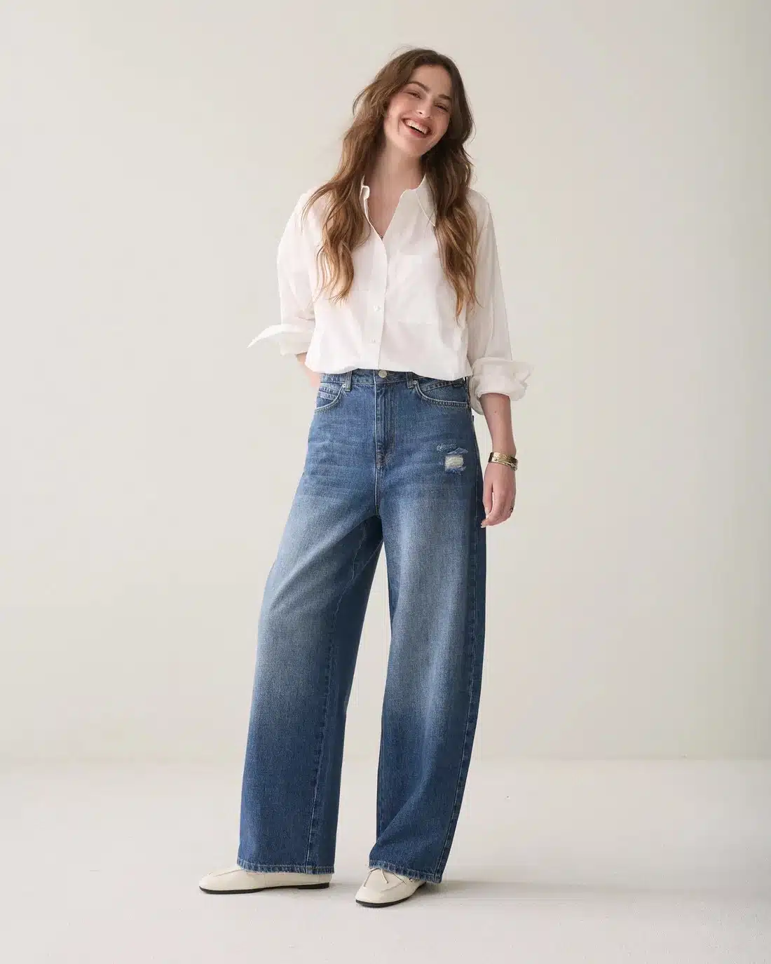 Loose fit jeans Mid weight cotton denim -