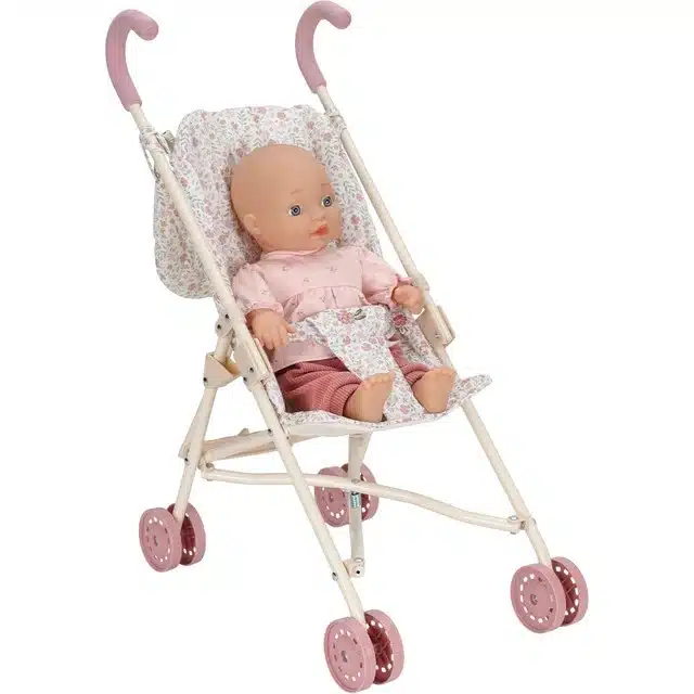 Metalen poppenbuggy - Soft Flowers