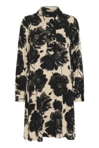 Rachel Elitha Short Dress - Black Offwhite Flower