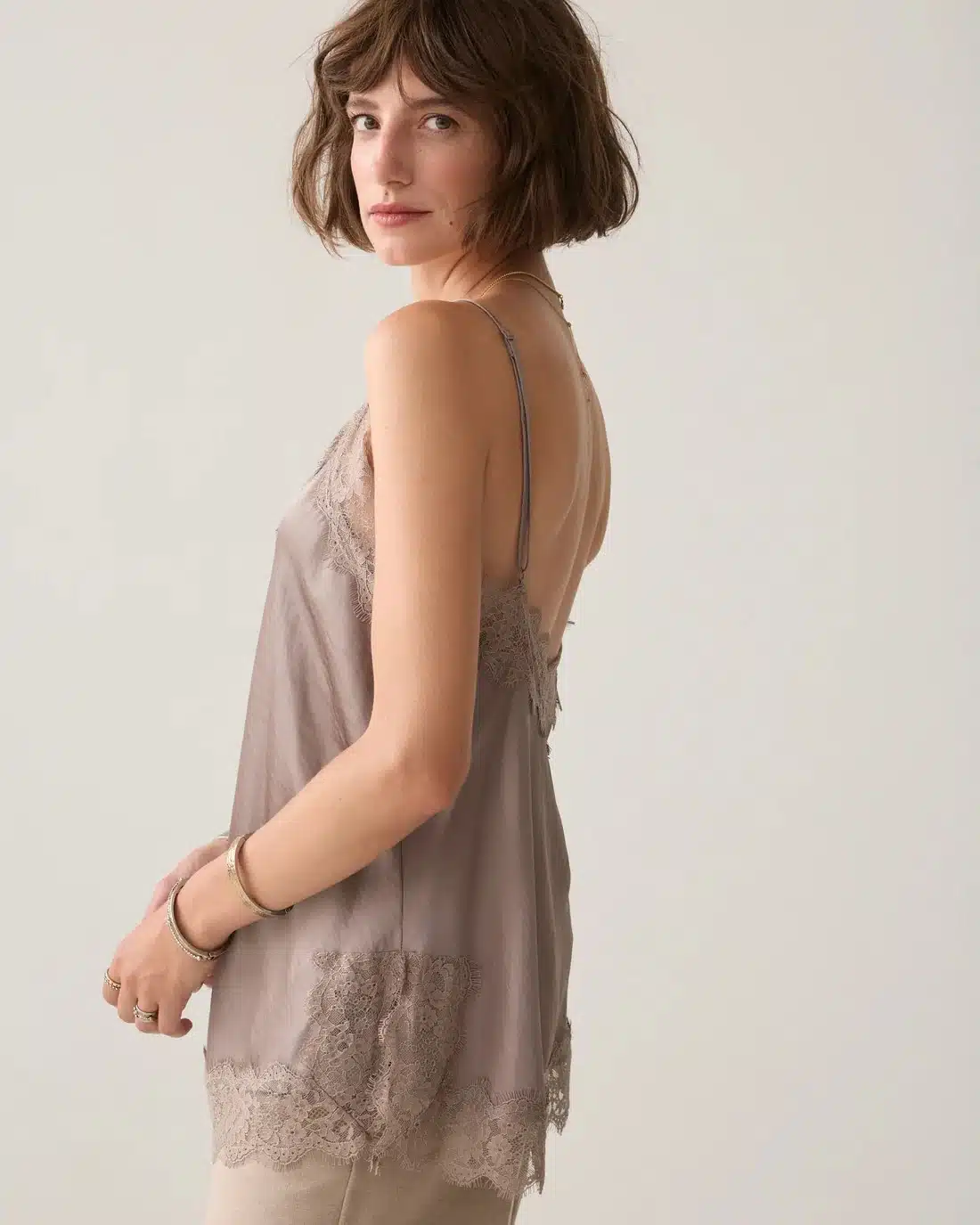 Top satin - Taupe