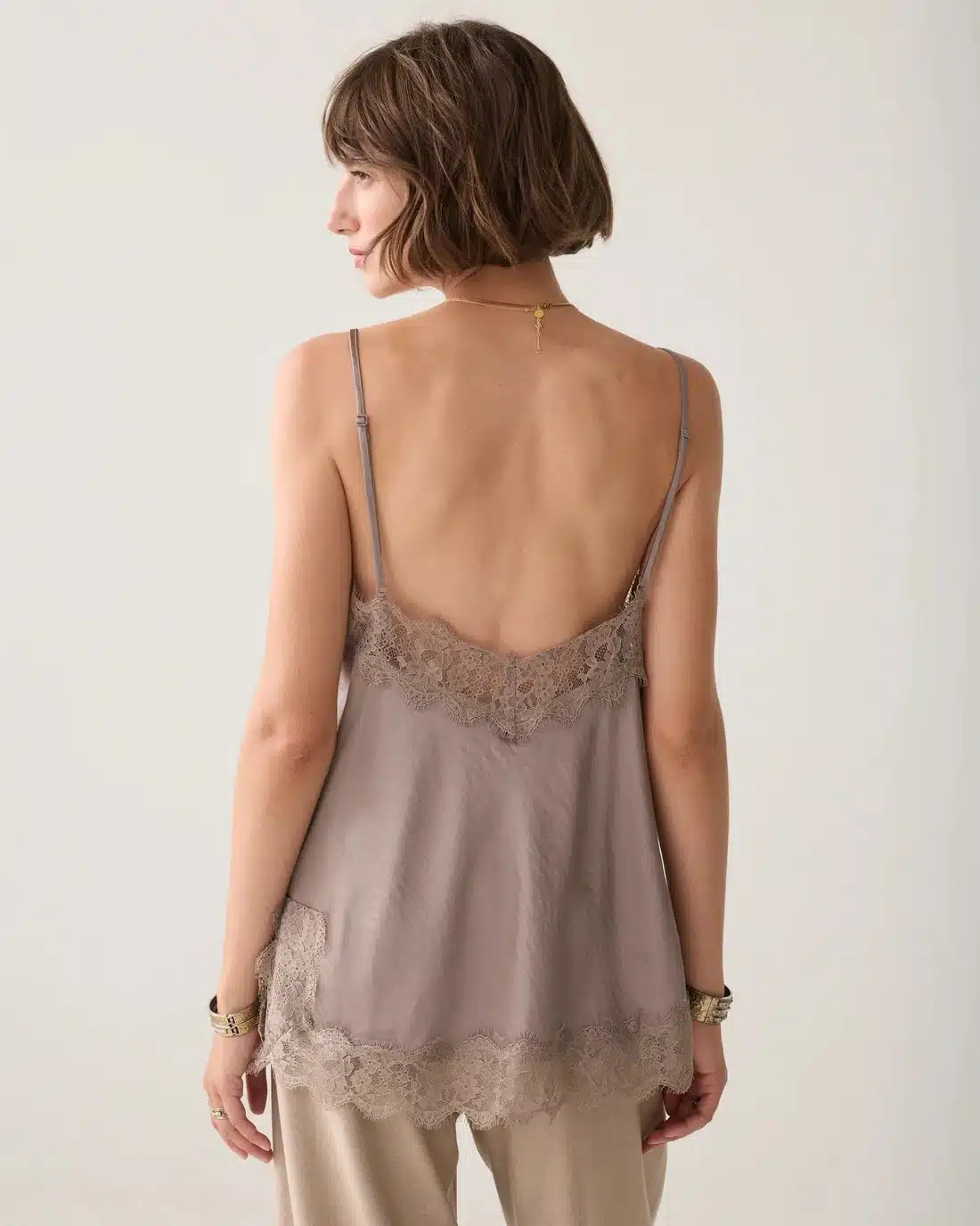 Top satin - Taupe