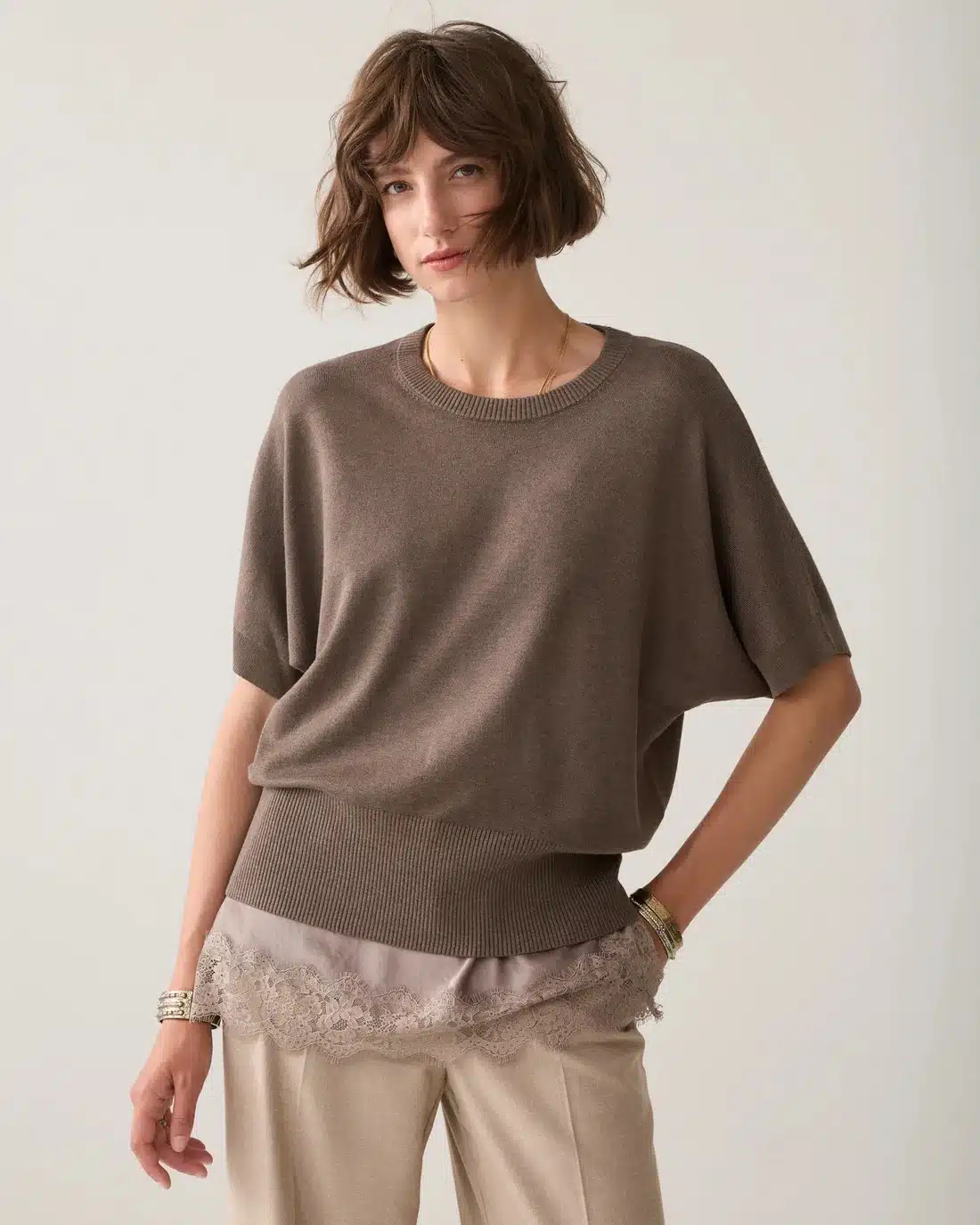 Top satin - Taupe