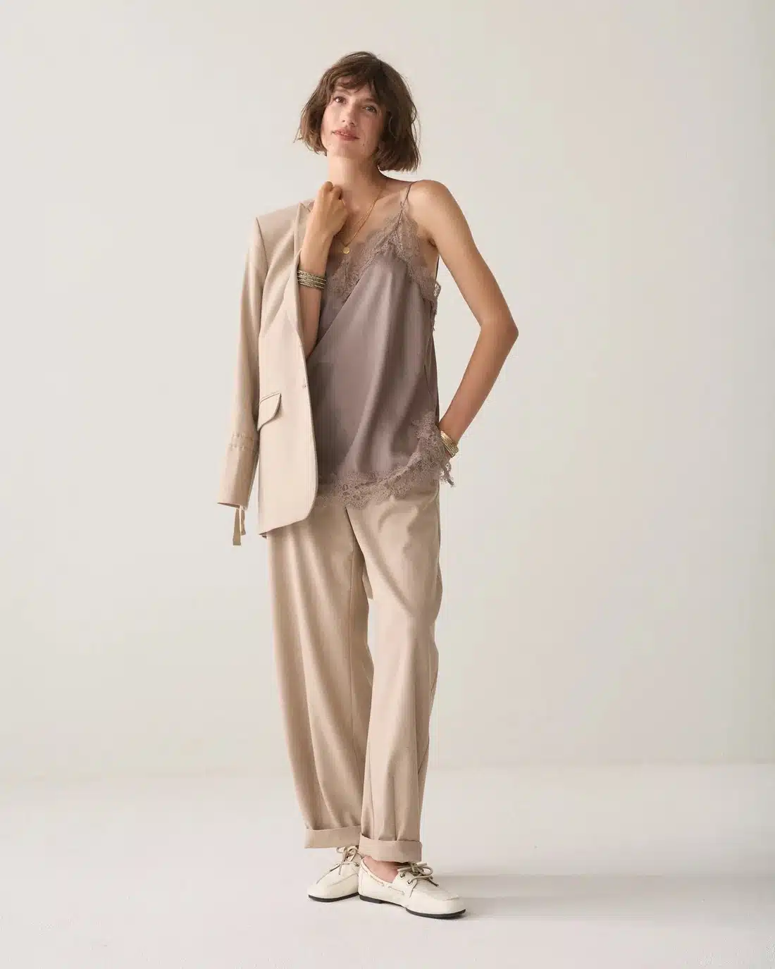 Top satin - Taupe