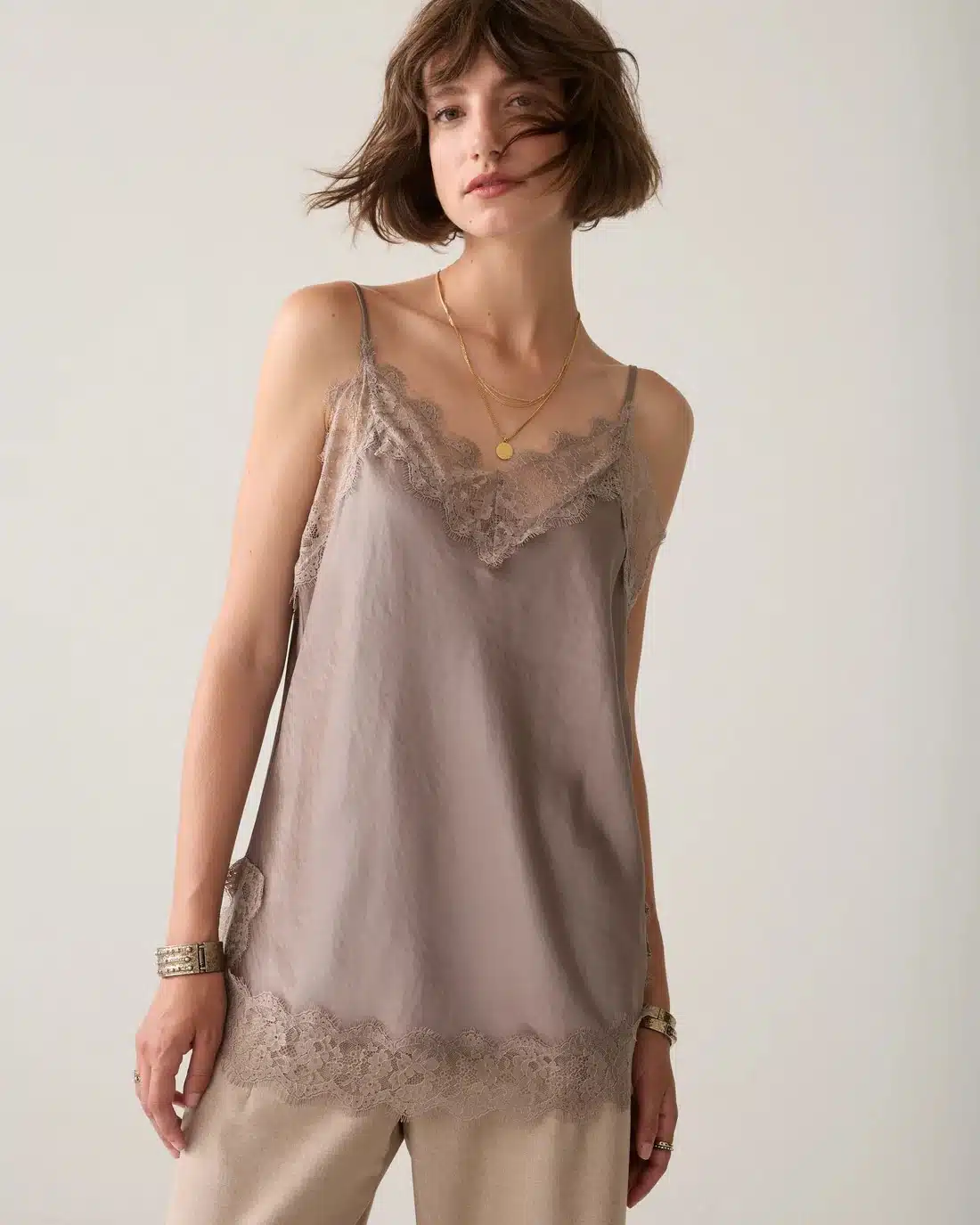 Top satin - Taupe