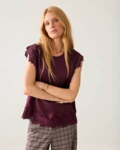 Top sleeveless Silky casual - Dark Burgundy