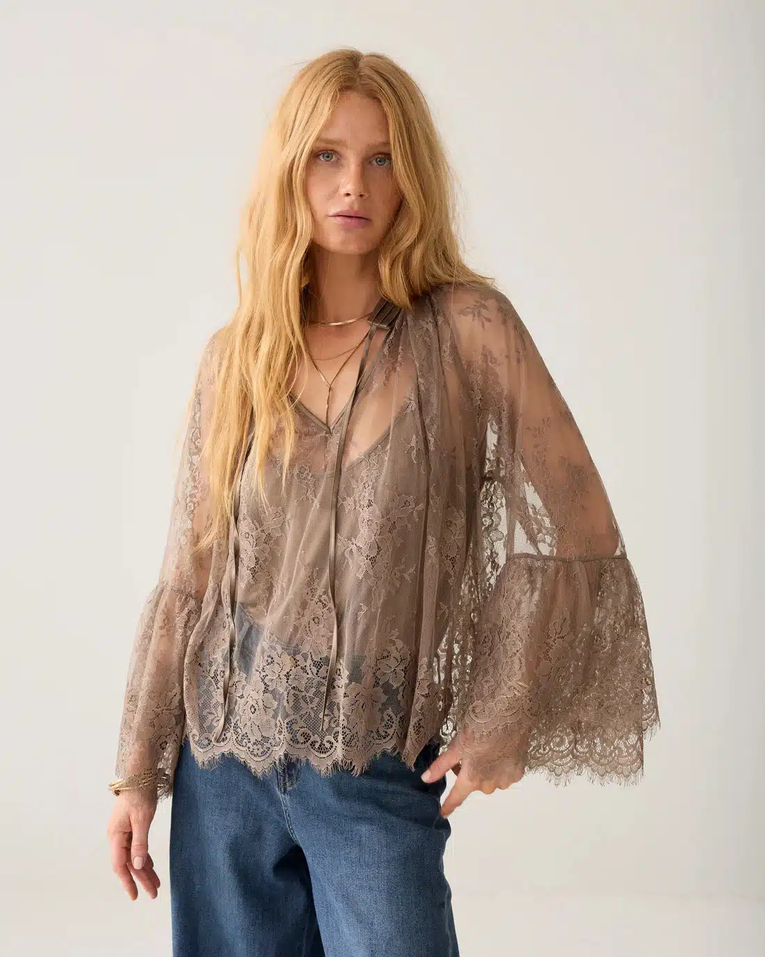 Top Soft lace - Taupe