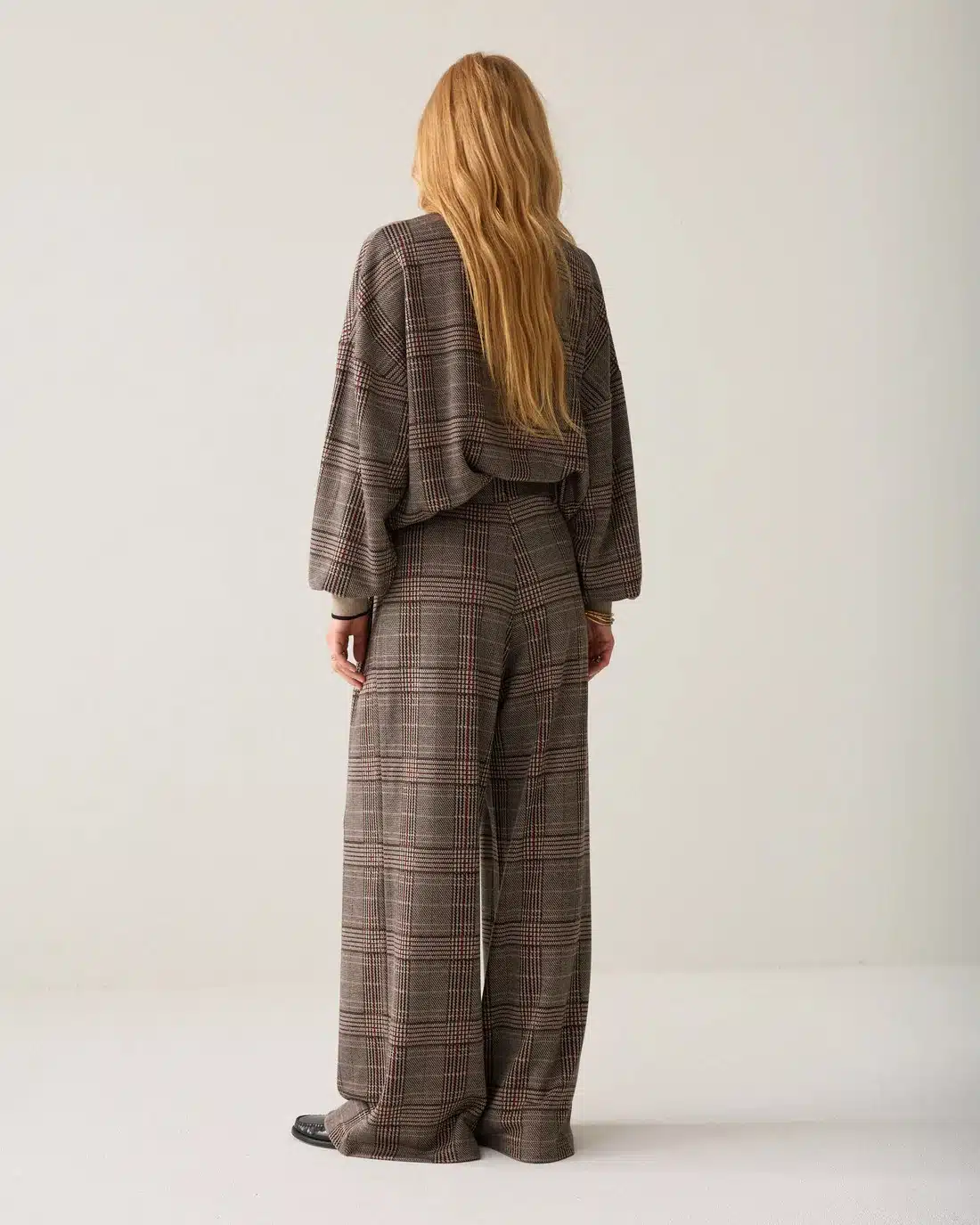 Wide leg trouser Check jacquard - Multicolour