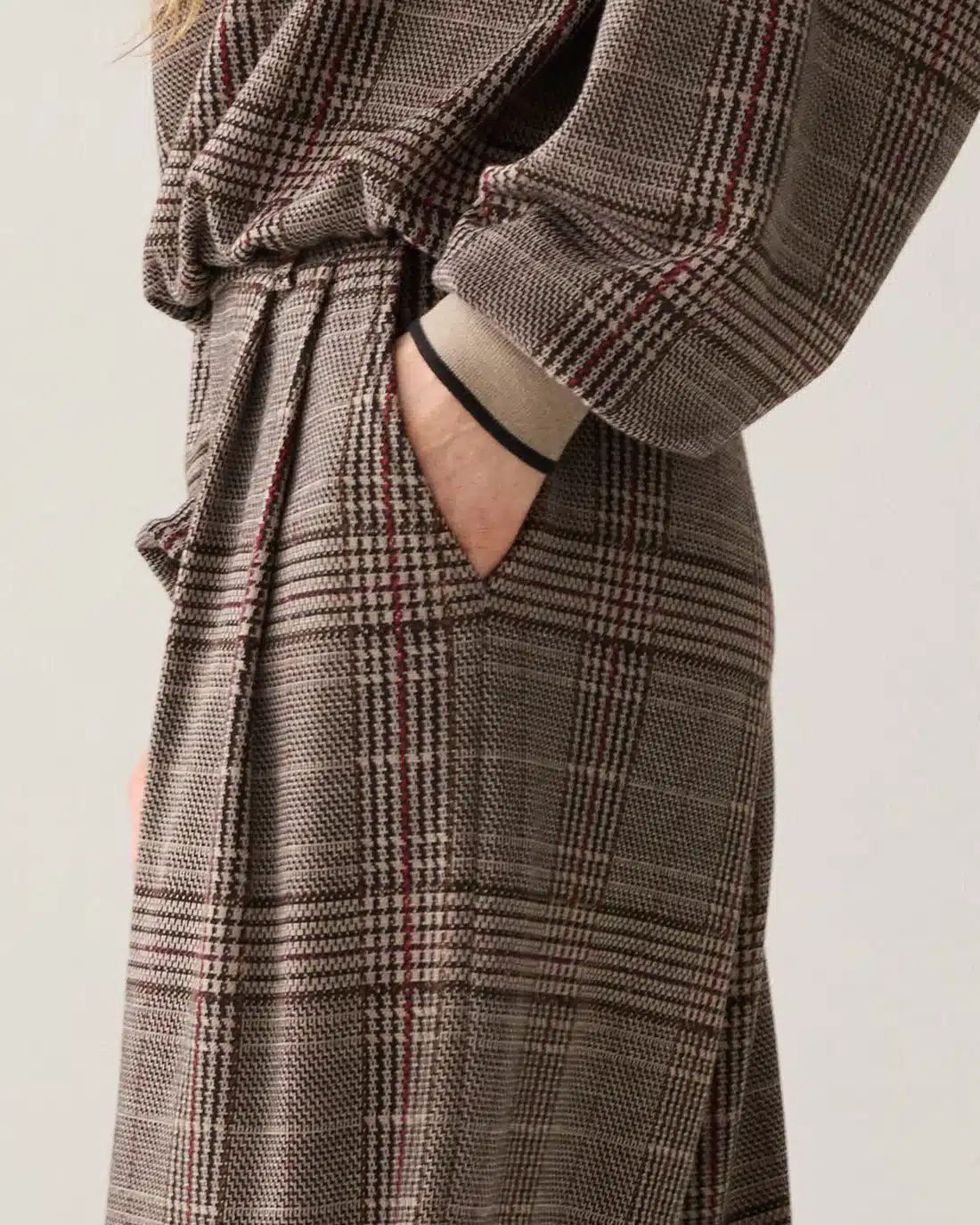Wide leg trouser Check jacquard - Multicolour