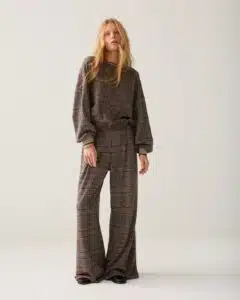 Wide leg trouser Check jacquard - Multicolour