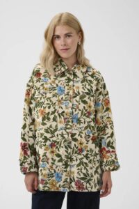 Cennet Jacket - White/Green Flower