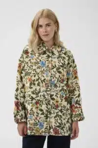 Cennet Jacket - White/Green Flower