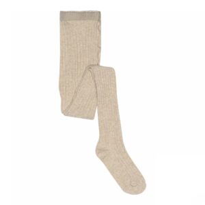 Cotton rib tights - Beige Melange