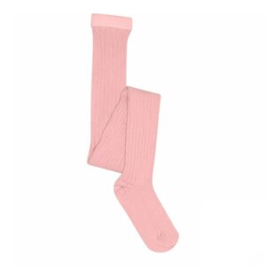 Cotton rib tights - Silver Pink