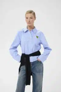Ebony Short Shirt - Blue Stripe