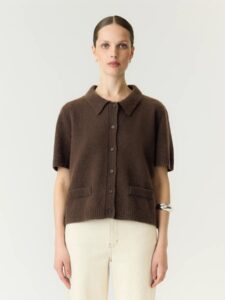 Frilo Knit Cardigan - Coffee Bean Melange