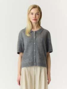 Frilo Knit Cardigan - Medium Grey Melange