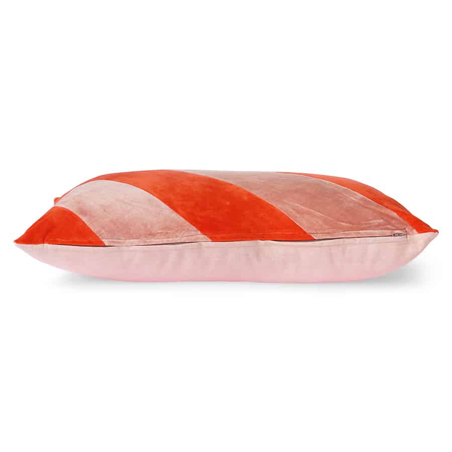 HK Living - Striped velvet cushion 40x60 - Red/pink