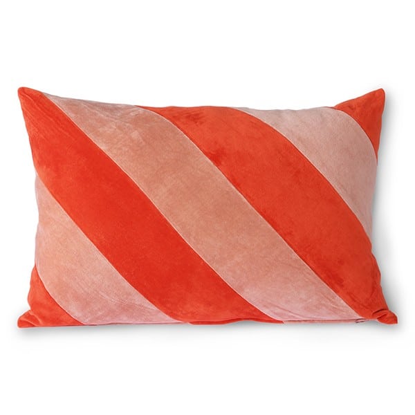 HK Living - Striped velvet cushion 40x60 - Red/pink