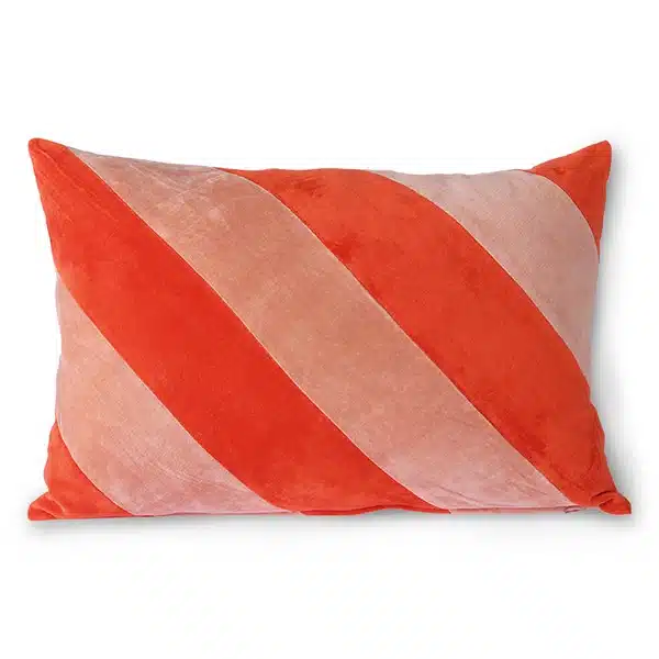 HK Living - Striped velvet cushion 40x60 - Red/pink
