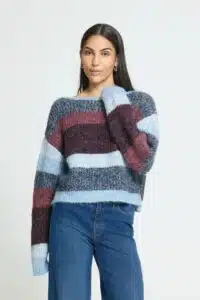 ICHI - Zulu Pullover - Zinfandel Blue Stripe